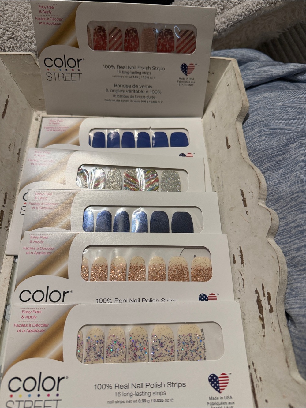 Color Street Mixed Nail Polish Strips - Blue, Gold, Silver, Pink Shades